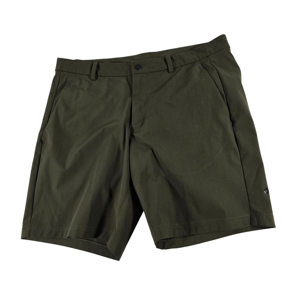 Lululemon Mens Commission Shorts Dark Olive Green Tech Chino 9 Inch Size 36